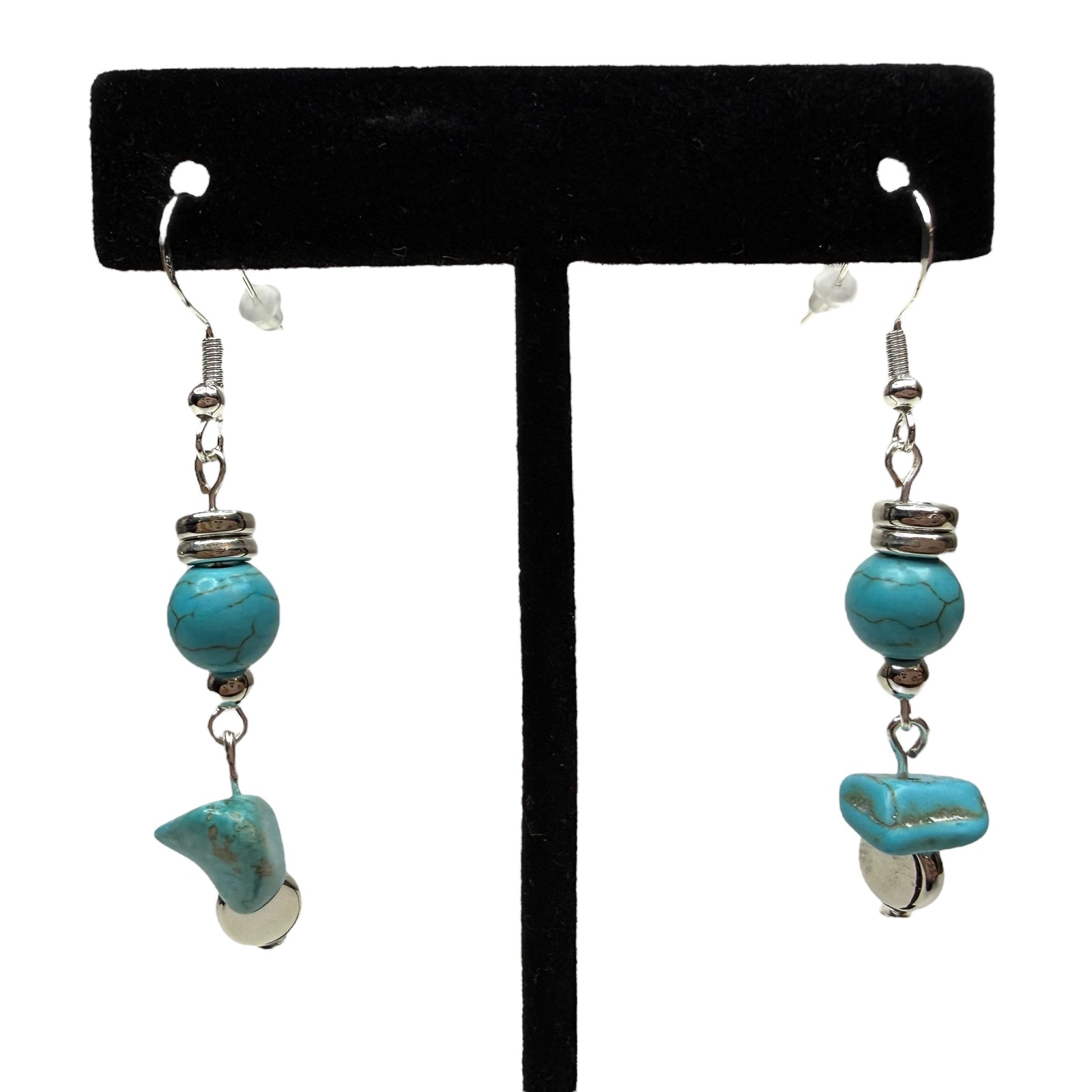 S925 Sterling Silver Turquoise Stone Bead Dangle Drop Earrings Boho Jewelry 23$